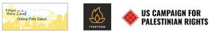 Logos: Voices from the Holy Land Film Salon, If Not Now, U.S. Campaign for Palestinian Rights
